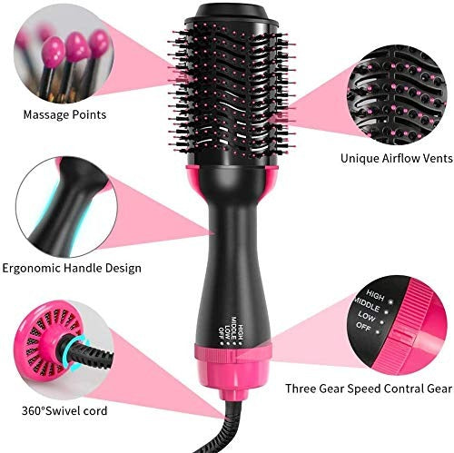 Hot Air Brush Multi-Function Hair Dryer Straightener Curler Comb One Step Professional Salon Hair Styler