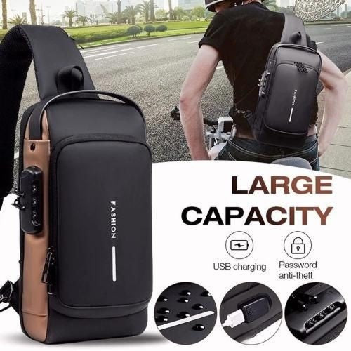 Chest Bag Multifunction Crossbody Sport Running Travel Sling Pack Anti Theft USB Charge Shoulder Messenger Pack Luxury Brand Men