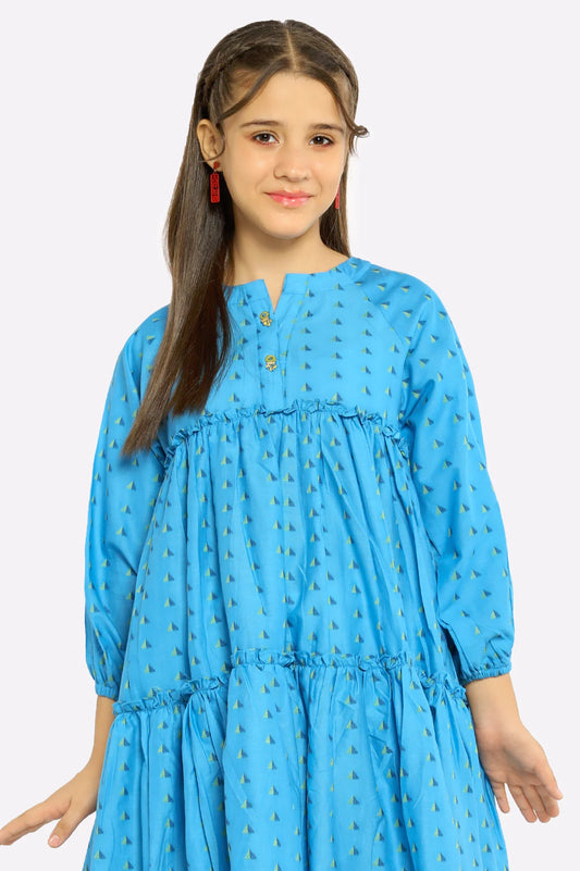 Blue Stylised Girls Kurti